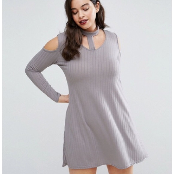 Plus Size Choker Detail Rib Dress - Picture 2 of 5